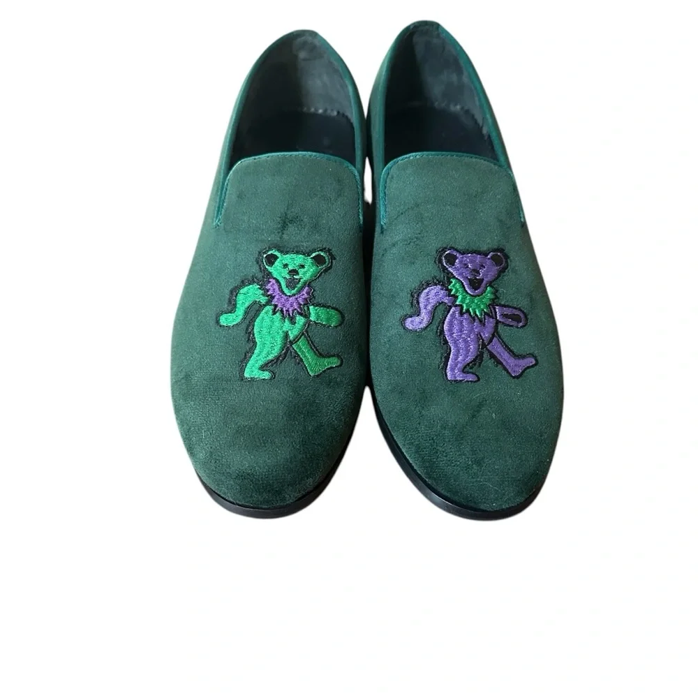 Grateful Dead Dancing Bears velvet loafers May Anthony men’s 8.5 slippers - Picture 6 of 10